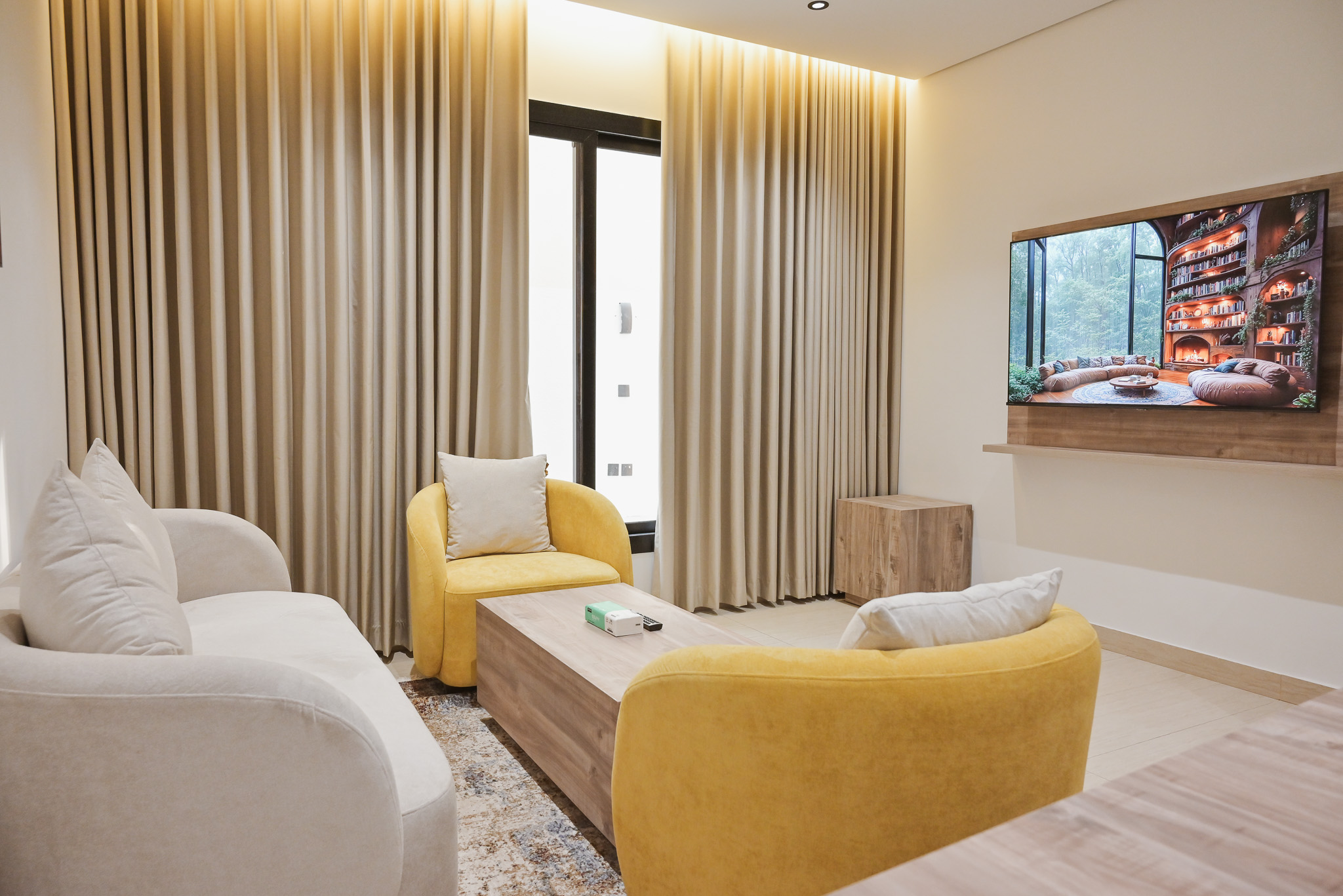 Modern luxury apartment interior with comfortable living space